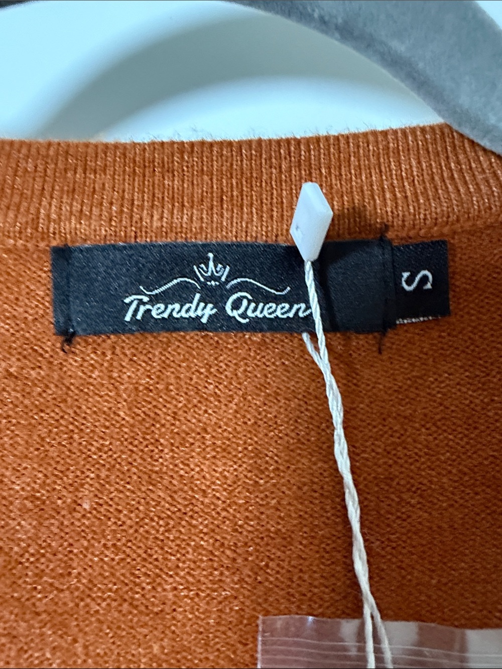 Classic Crewneck Button-Front Cardigan in Rust - Picture 2 of 6